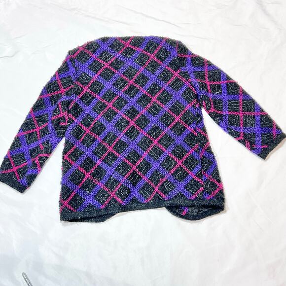 Koret Womens Medium Black Purple Pink Open Front Cardigan 2 Pockets - Picture 2 of 6